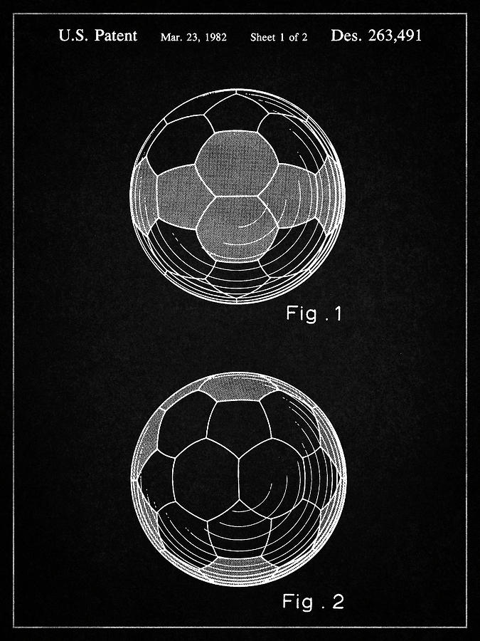 Sports Digital Art - Pp62-vintage Black Leather Soccer Ball Patent Poster by Cole Borders