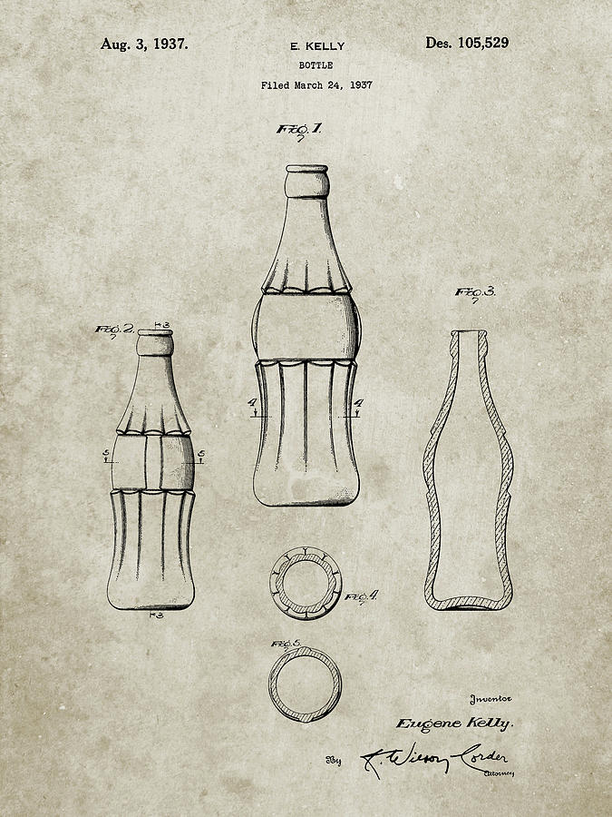 Bottle Digital Art - Pp626-sandstone D-patent Coke Bottle Patent Poster by Cole Borders