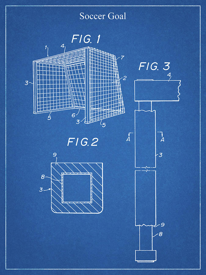 Sports Digital Art - Pp63-blueprint Soccer Goal Patent Poster by Cole Borders