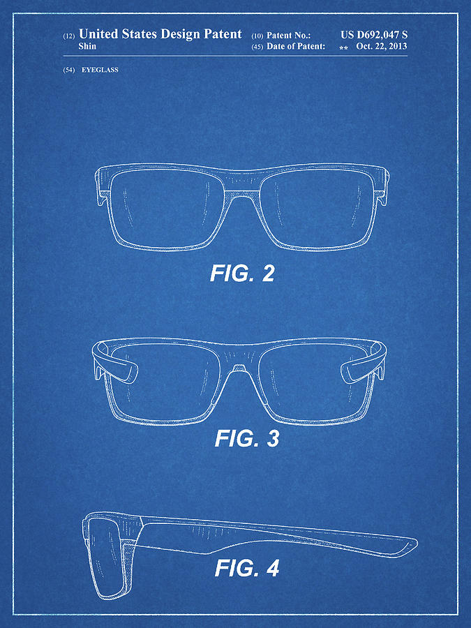 Clothing Digital Art - Pp640-blueprint Two Face Prizm Oakley Sunglasses Patent Poster by Cole Borders