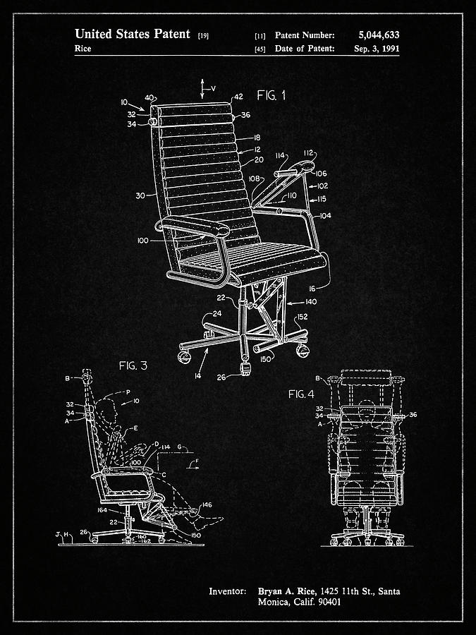 Furniture Digital Art - Pp648-vintage Black Exercising Office Chair Patent Poster by Cole Borders