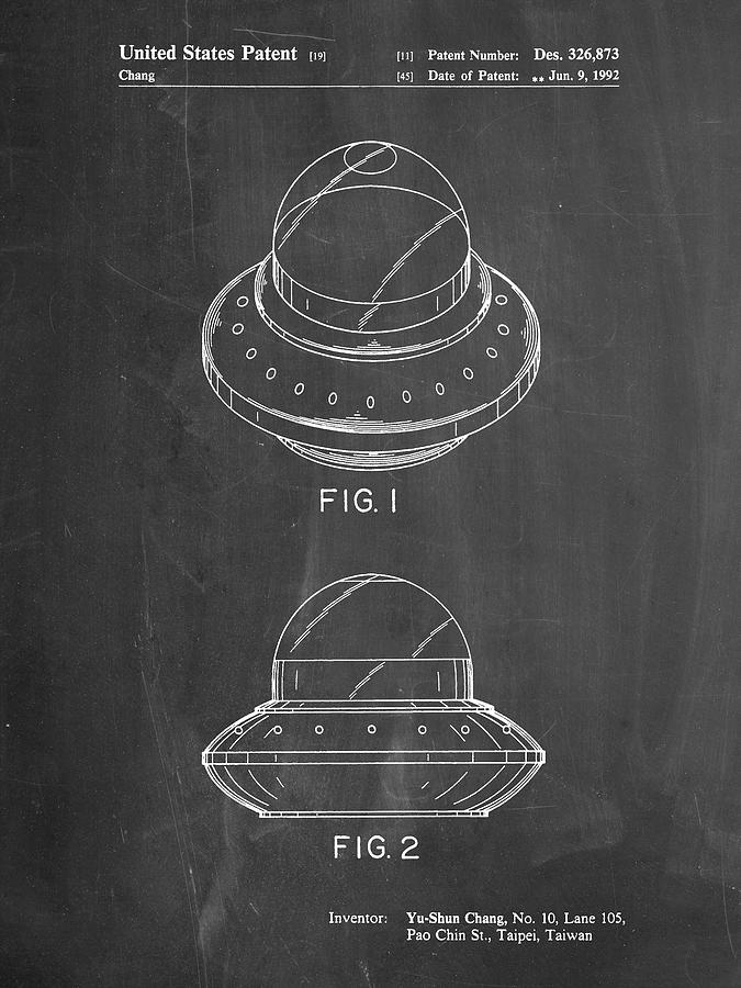Toy Digital Art - Pp667-chalkboard Flying Saucer Poster by Cole Borders