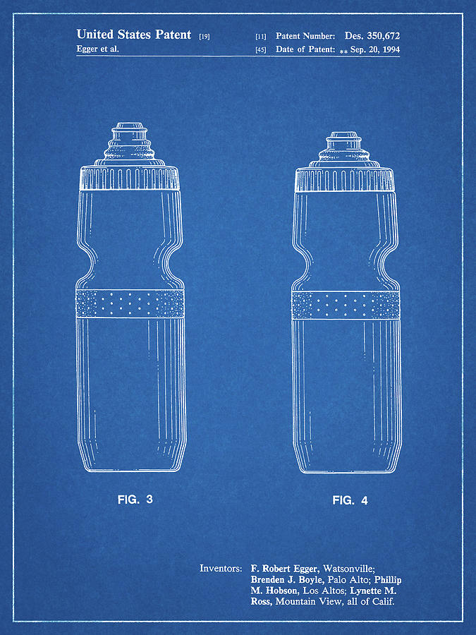 Sports Digital Art - Pp669-blueprint Cycling Water Bottle Patent Poster by Cole Borders