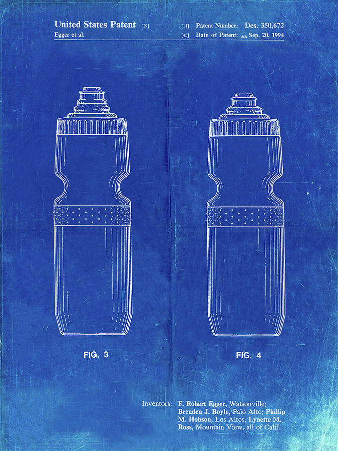 Sports Digital Art - Pp669-faded Blueprint Cycling Water Bottle Patent Poster by Cole Borders