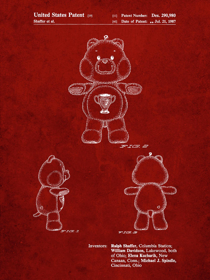 Toy Digital Art - Pp676-burgundy Champ Care Bear Poster by Cole Borders
