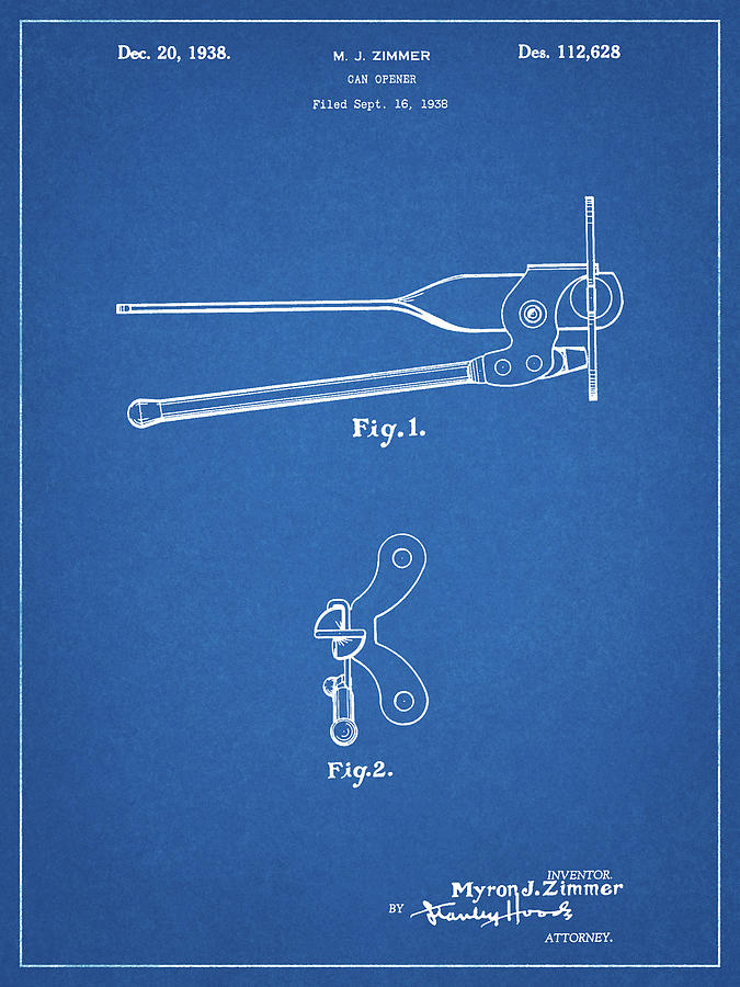 Electric Can Opener Patent Print Poster