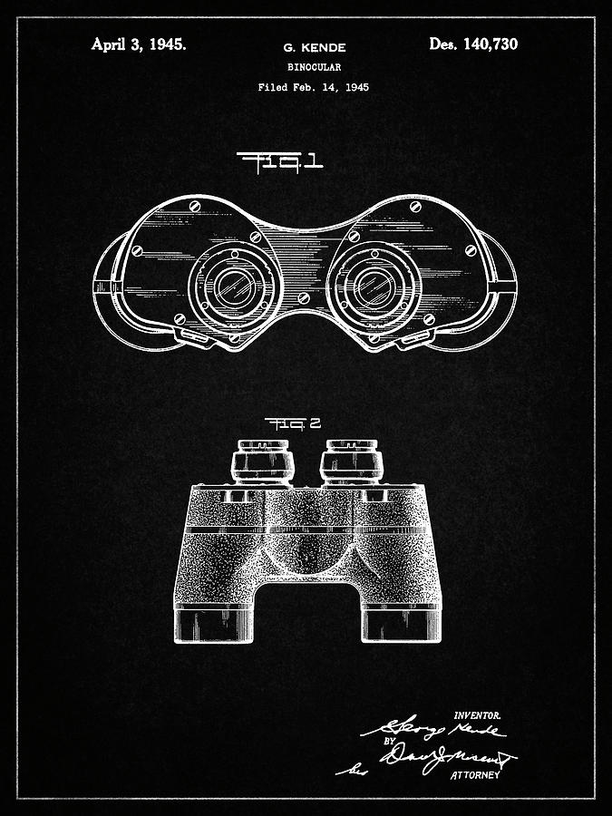 Binocular Digital Art - Pp684-vintage Black Binoculars Patent Poster by Cole Borders