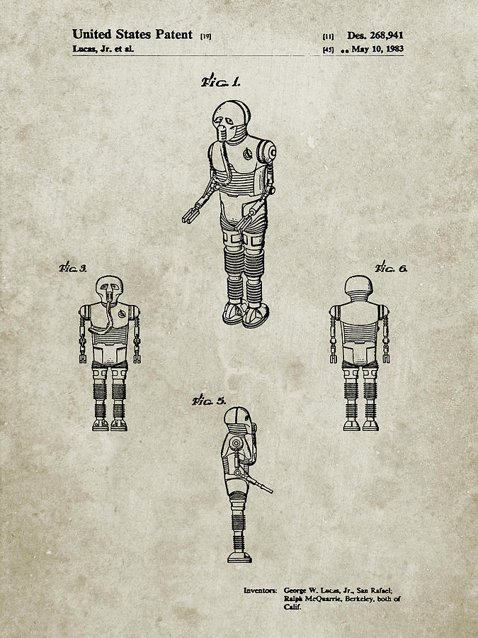 Pp691-sandstone Star Wars Medical Droid Patent Poster Digital Art by ...