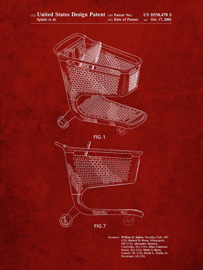 Haan verkwistend verbannen Pp693-burgundy Target Shopping Cart Patent Poster Digital Art by Cole  Borders