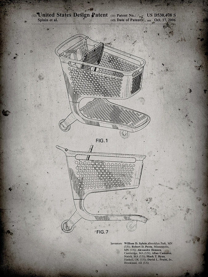 Basket Digital Art - Pp693-faded Grey Target Shopping Cart Patent Poster by Cole Borders