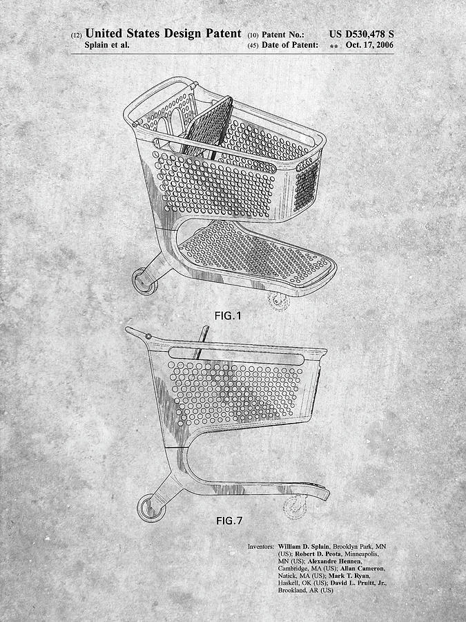Basket Digital Art - Pp693-slate Target Shopping Cart Patent Poster by Cole Borders