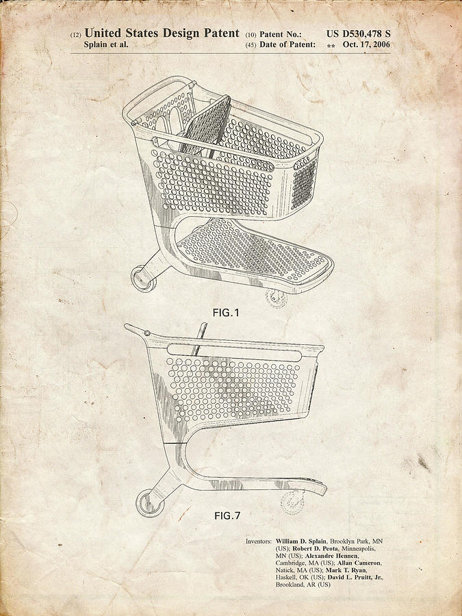 Basket Digital Art - Pp693-vintage Parchment Target Shopping Cart Patent Poster by Cole Borders