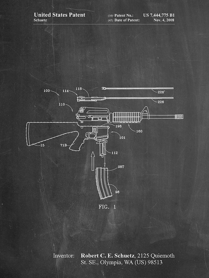 Pp704-chalkboard Ar 15 Patent Poster Digital Art by Cole Borders - Fine ...