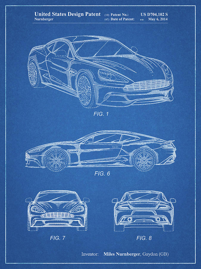 Car Digital Art - Pp708-blueprint Aston Martin D89 Carbon Edition Patent Poster by Cole Borders