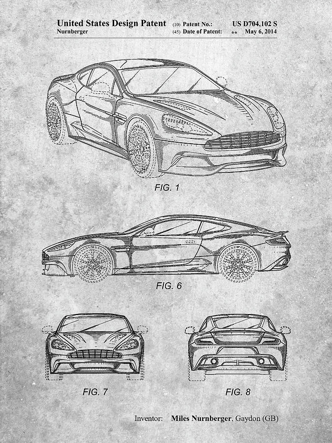 Car Digital Art - Pp708-slate Aston Martin D89 Carbon Edition Patent Poster by Cole Borders