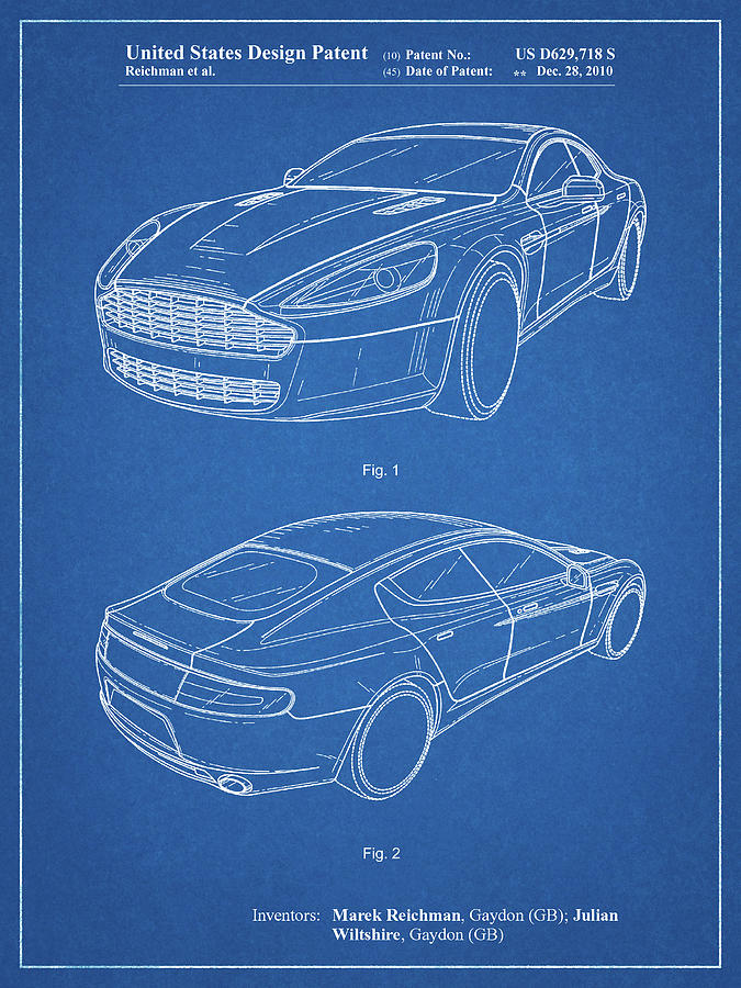 Pp709 Blueprint Aston Martin Dbs Volante Patent Poster Digital Art By 0803