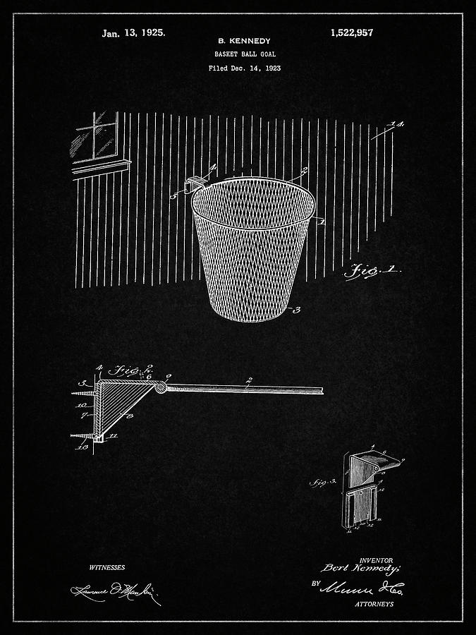 Basketball Digital Art - Pp717-vintage Black Basketball Goal Patent Poster by Cole Borders