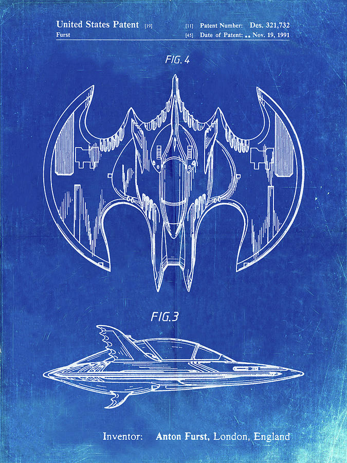 Pp719-faded Blueprint Batman Batwing Poster Digital Art by Cole Borders -  Pixels