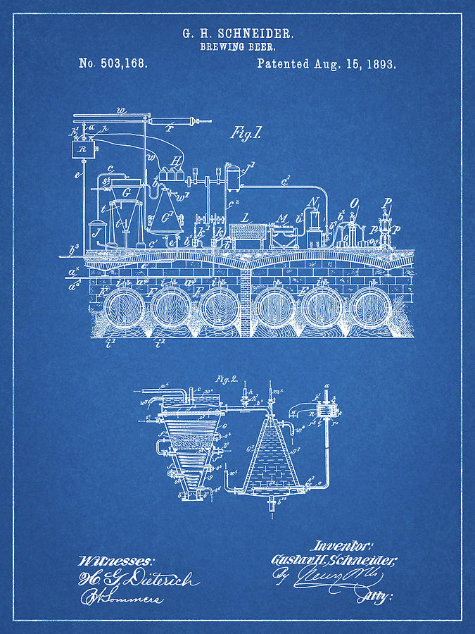 Beer Digital Art - Pp728-blueprint Beer Brewing Science 1893 Patent Poster by Cole Borders