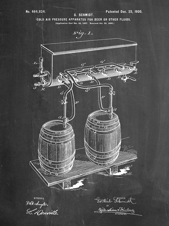 Beer Digital Art - Pp729-chalkboard Beer Keg Cold Air Pressure Tap Poster by Cole Borders