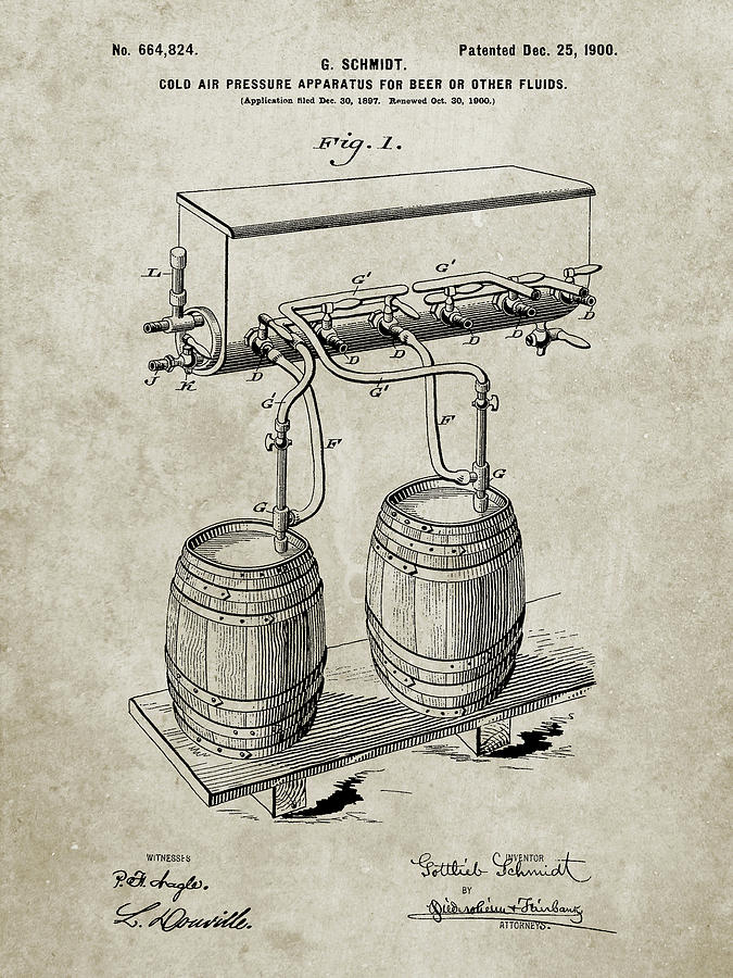 Beer Digital Art - Pp729-sandstone Beer Keg Cold Air Pressure Tap Poster by Cole Borders
