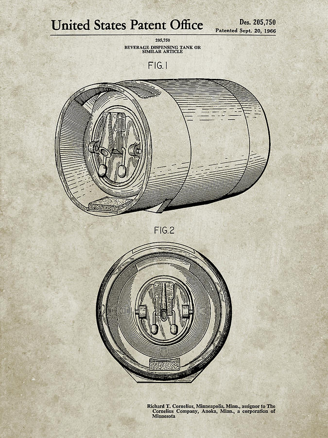 Beer Sign Photograph - Pp730-sandstone Beer Keg Patent Poster by Cole Borders