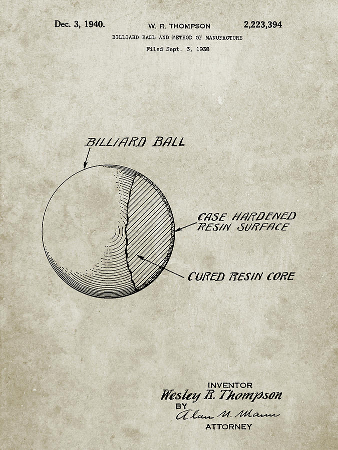 Patents Digital Art - Pp736-sandstone Billiard Ball Patent Poster by Cole Borders