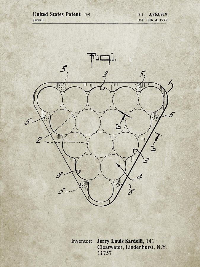Patents Digital Art - Pp737-sandstone Billiard Ball Rack Patent Poster by Cole Borders