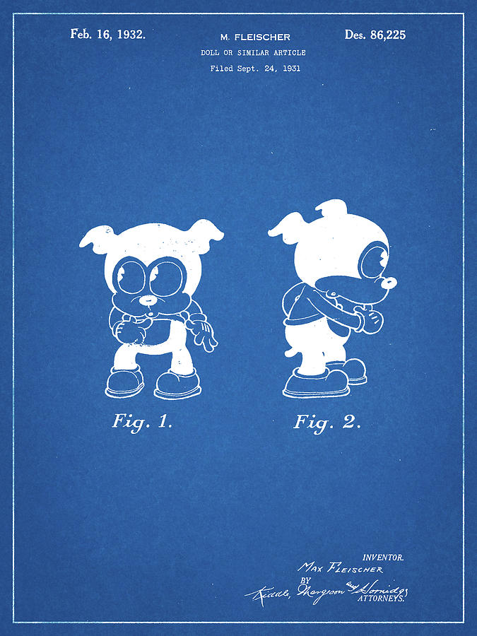 Pp738-blueprint Bimbo Fleischer Studios Cartoon Character Patent Poster  Digital Art by Cole Borders - Pixels