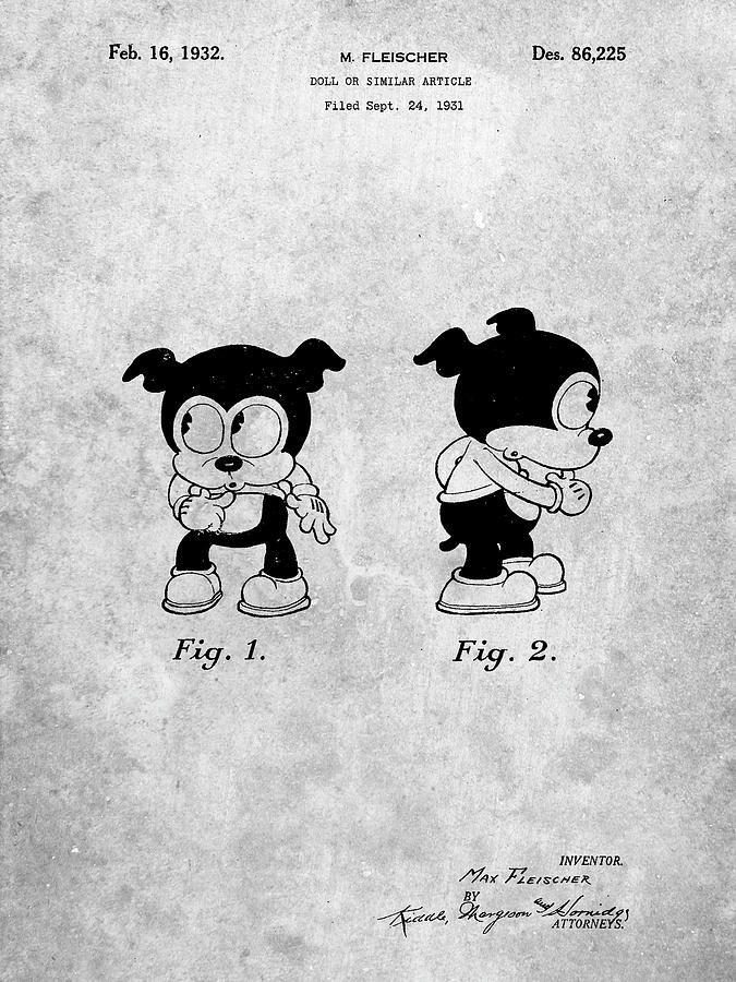 Patents Digital Art - Pp738-slate Bimbo Fleischer Studios Cartoon Character Patent Poster by Cole Borders