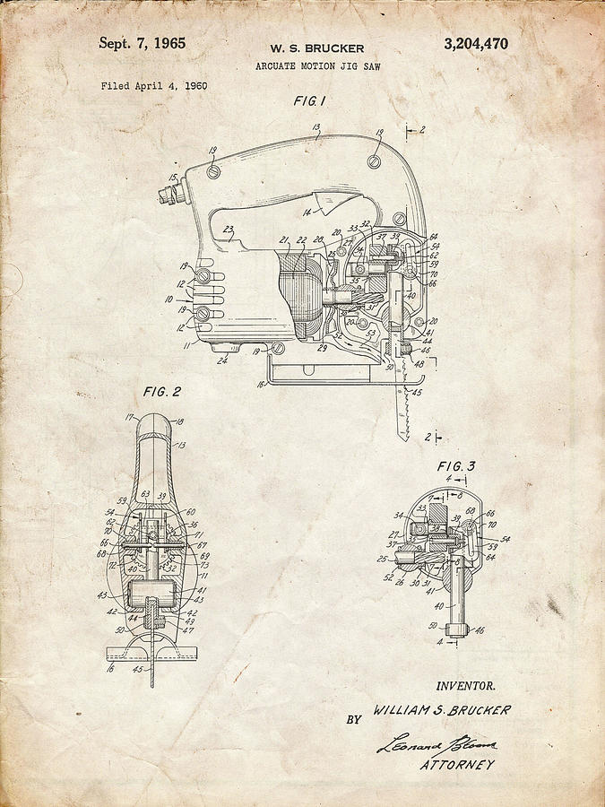 Pp739-vintage Parchment Black & Decker Jigsaw Patent Poster Photograph ...