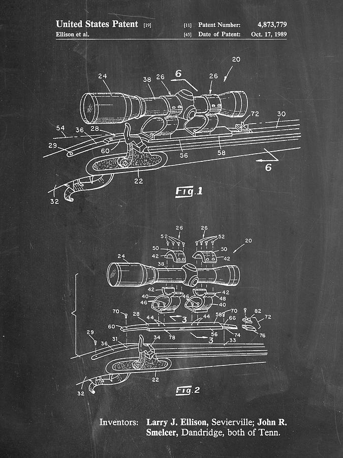 Patents Digital Art - Pp740-chalkboard Black Powder Rifle Scope Patent Poster by Cole Borders