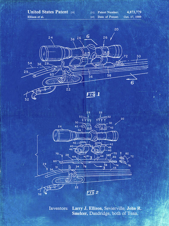 Patents Digital Art - Pp740-faded Blueprint Black Powder Rifle Scope Patent Poster by Cole Borders