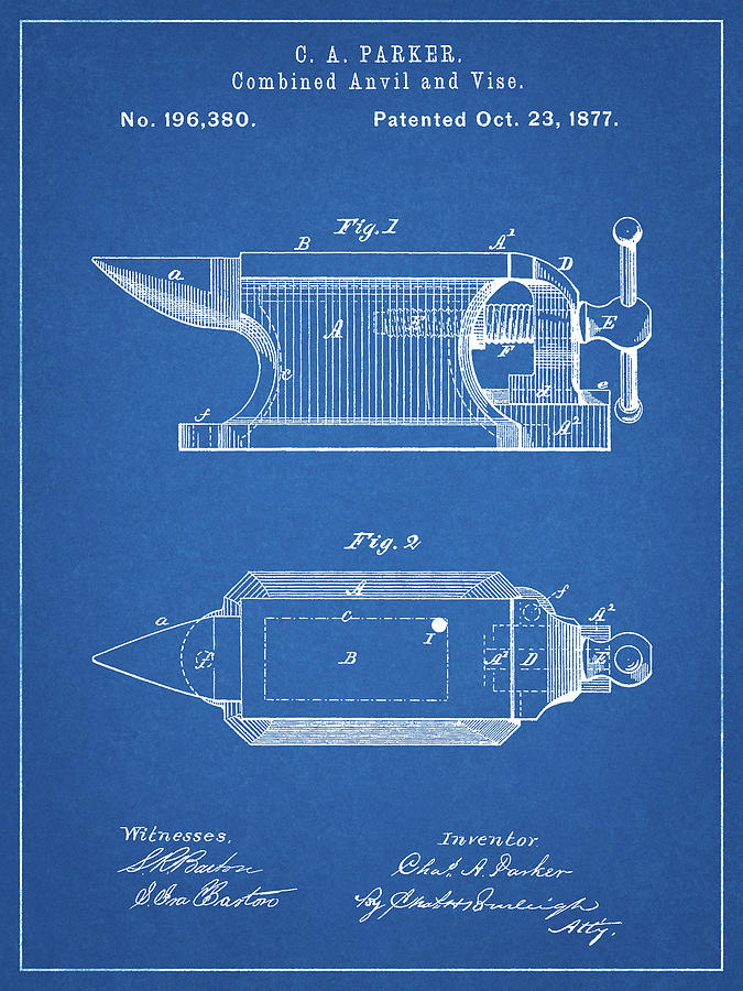 Patents Digital Art - Pp741-blueprint Blacksmith Anvil Patent Poster by Cole Borders