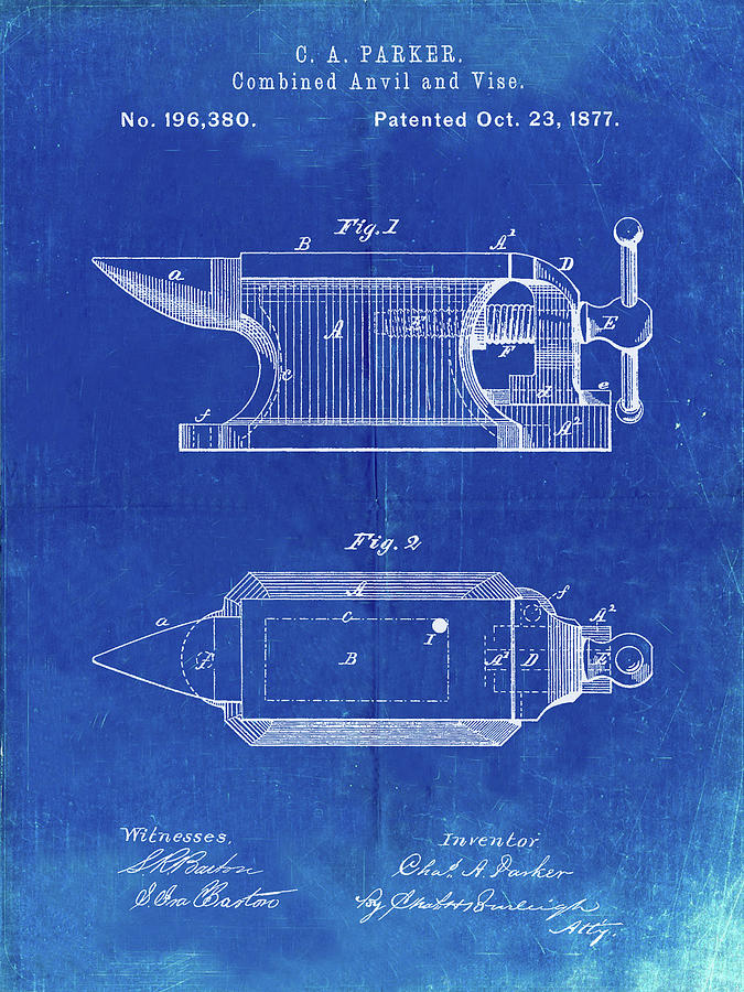 Patents Digital Art - Pp741-faded Blueprint Blacksmith Anvil Patent Poster by Cole Borders