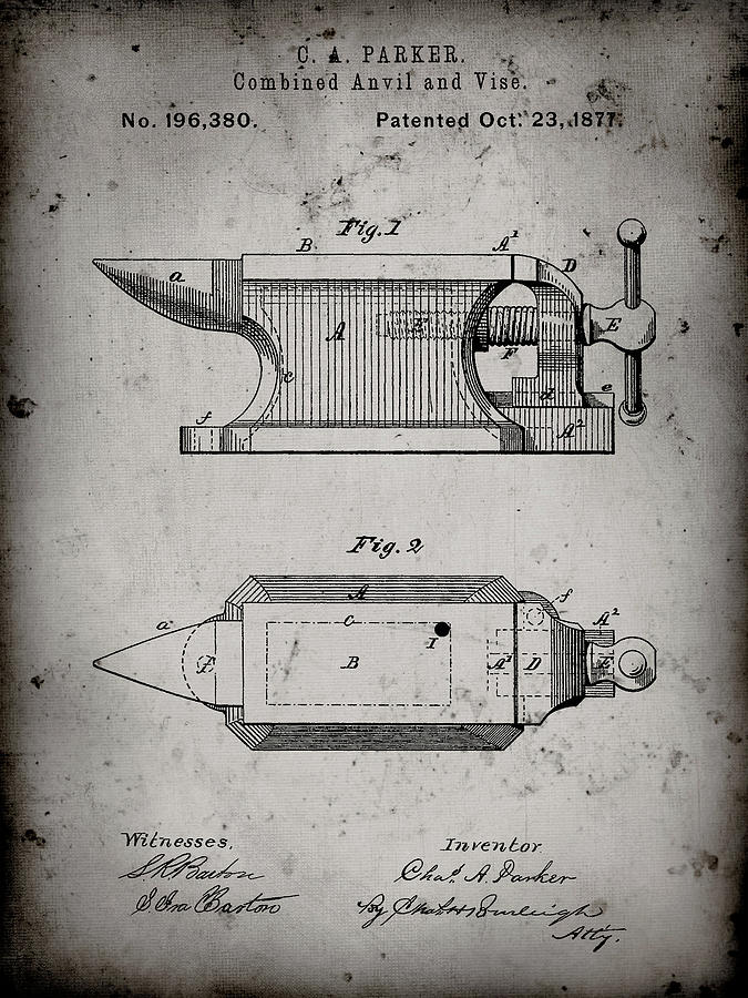 Patents Digital Art - Pp741-faded Grey Blacksmith Anvil Patent Poster by Cole Borders