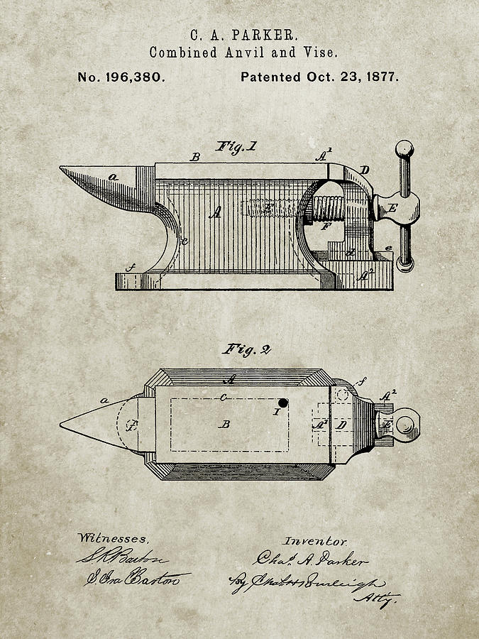 Patents Digital Art - Pp741-sandstone Blacksmith Anvil Patent Poster by Cole Borders