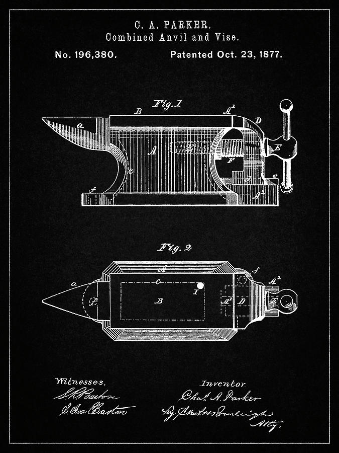 Patents Digital Art - Pp741-vintage Black Blacksmith Anvil Patent Poster by Cole Borders