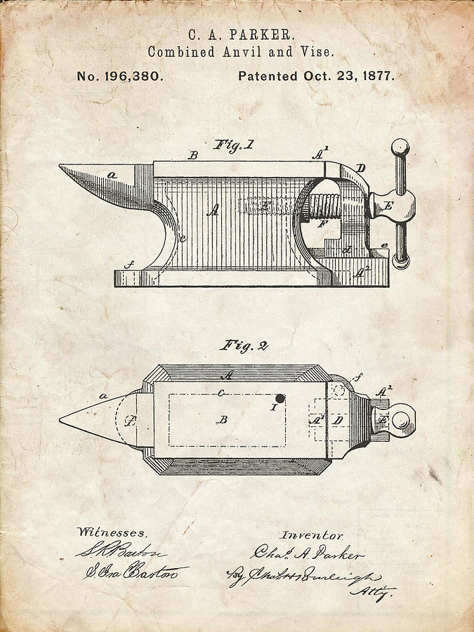 Patents Digital Art - Pp741-vintage Parchment Blacksmith Anvil Patent Poster by Cole Borders