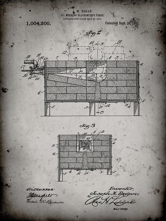 Patents Photograph - Pp742-faded Grey Blacksmith Forge Patent Poster by Cole Borders