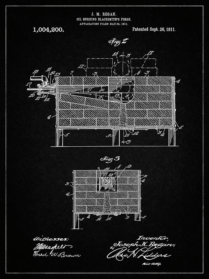 Patents Digital Art - Pp742-vintage Black Blacksmith Forge Patent Poster by Cole Borders