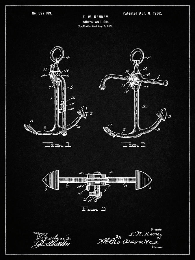 Patents Digital Art - Pp745-vintage Black Boat Anchor Patent Poster by Cole Borders