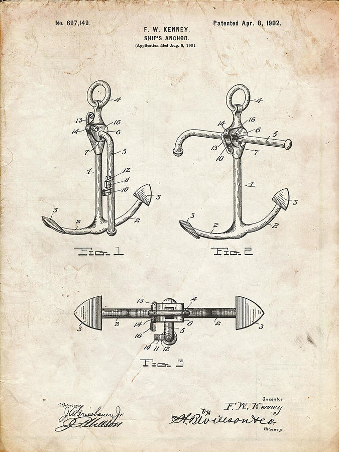 Patents Digital Art - Pp745-vintage Parchment Boat Anchor Patent Poster by Cole Borders