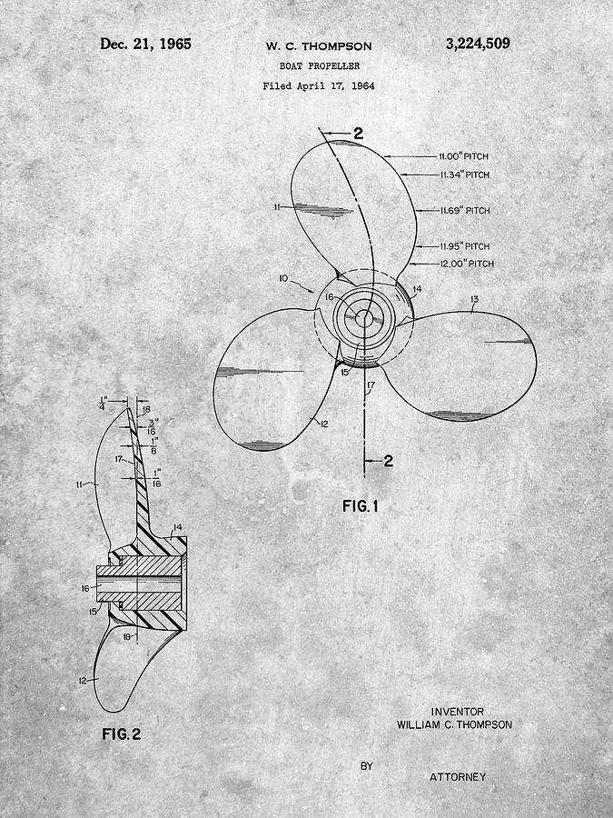 Patents Digital Art - Pp746-slate Boat Propeller 1964 Patent Poster by Cole Borders