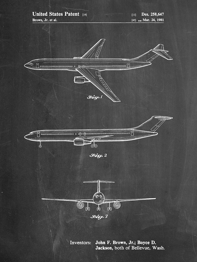 Airplane Digital Art - Pp748-chalkboard Boeing Concept 777 Aircraft Patent Poster by Cole Borders