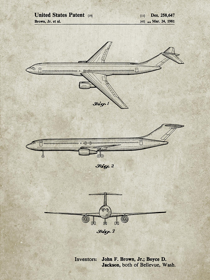 Airplane Digital Art - Pp748-sandstone Boeing Concept 777 Aircraft Patent Poster by Cole Borders