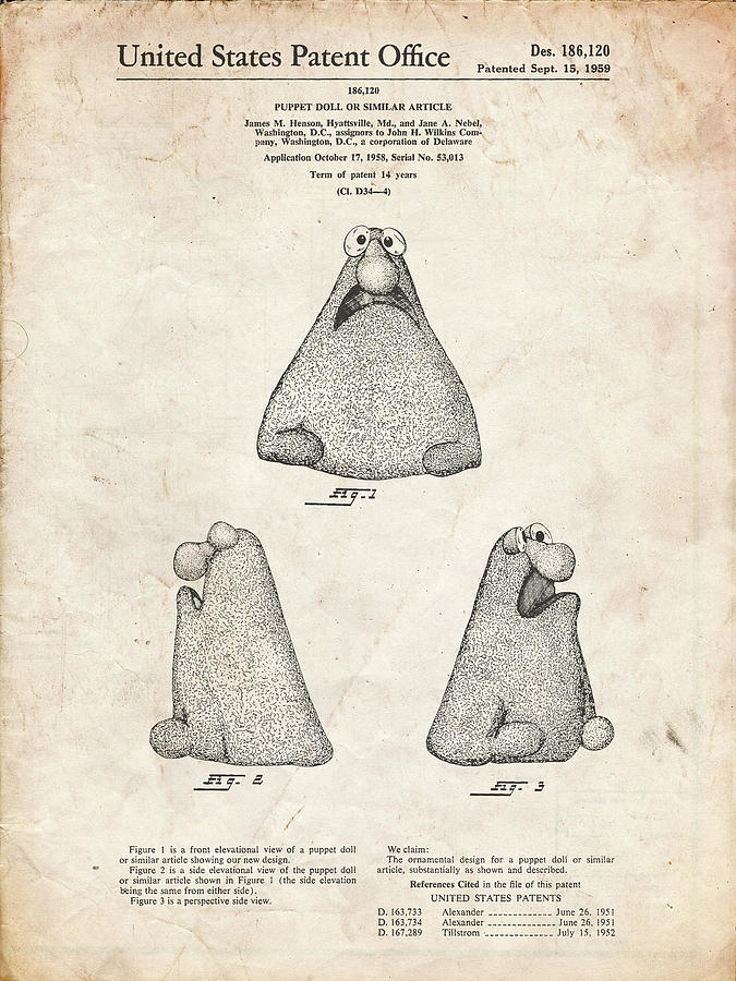 The Muppets Digital Art - Pp75-vintage Parchment Wilkins Coffee (wontkins) Muppet Patent Poster by Cole Borders