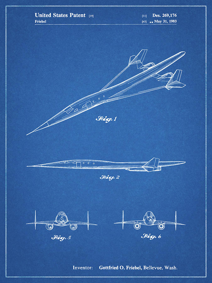 Patents Digital Art - Pp751-blueprint Boeing Supersonic Transport Concept Patent Poster by Cole Borders