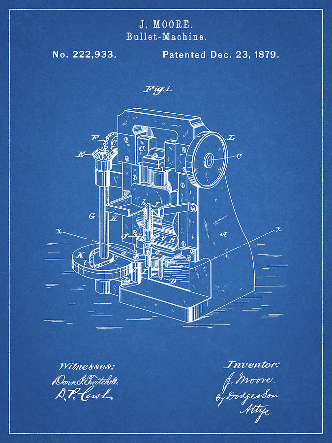 Pp757-blueprint Bullet Machine Patent Poster Digital Art by Cole ...