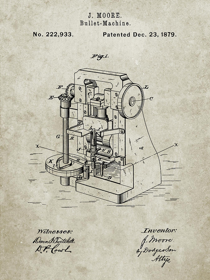 Patents Digital Art - Pp757-sandstone Bullet Machine Patent Poster by Cole Borders